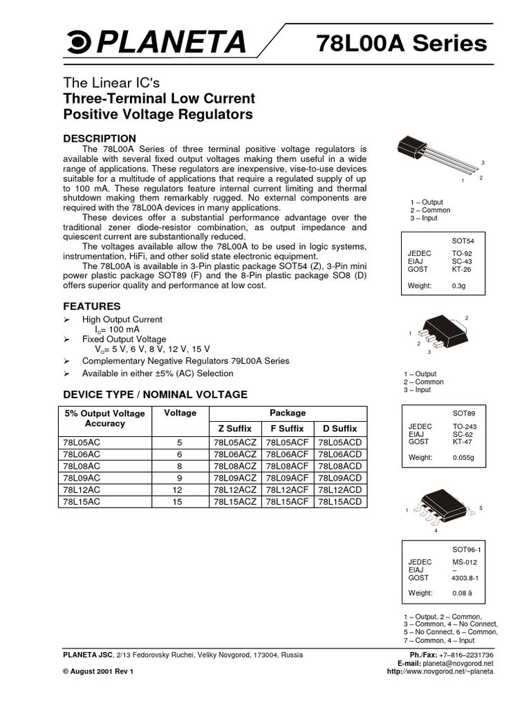 78l05a Planeta | PDF | Electrical Engineering | Electric Power
