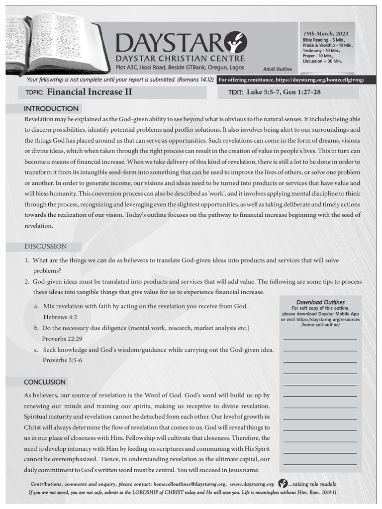 Adult outline 19 march 2023 pdf revelation book of proverbs