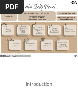 C&A Supplier Quality Manual V06 | PDF | Dyeing