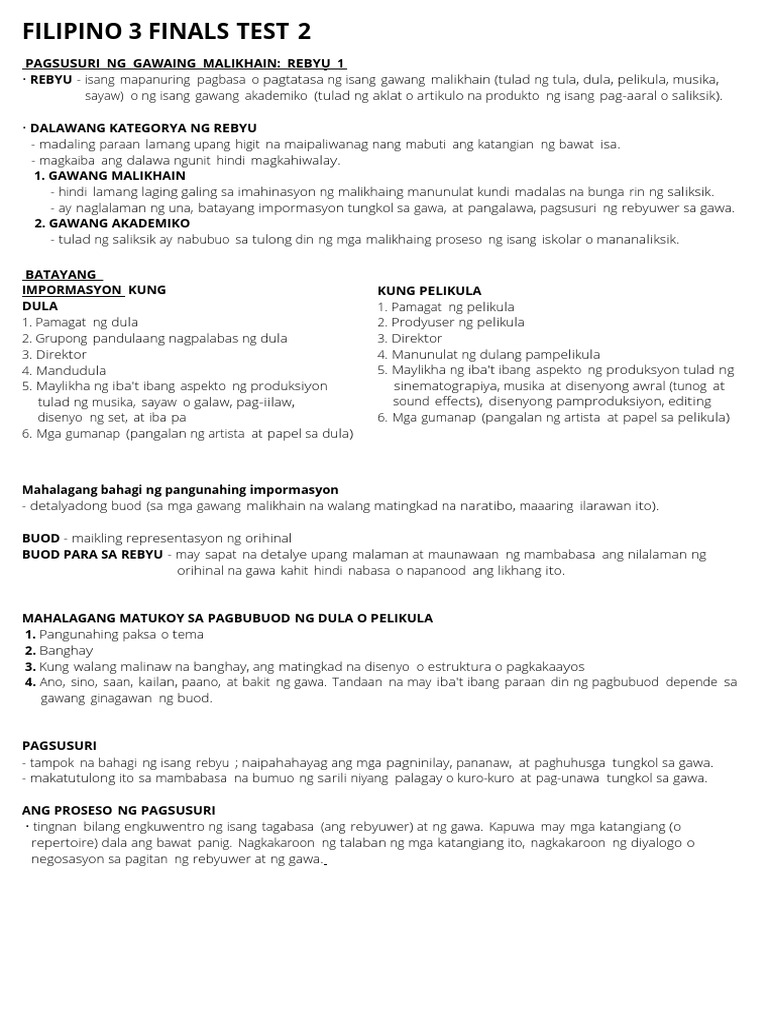 FIL 3 FINALS Test 2 | PDF