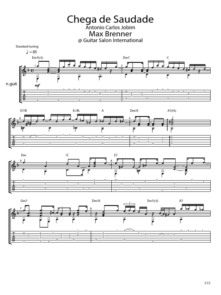 Chega de Saudade Guitar Sheet Music | PDF