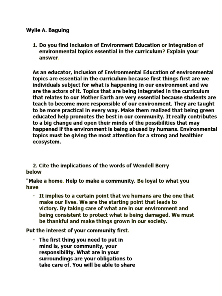 Importance of Environmental Education | PDF | Natural Environment