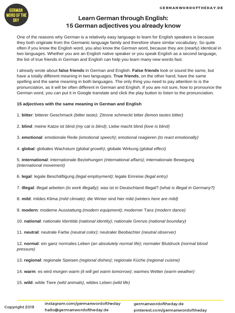 15-german-adjectives-you-already-know-pdf-english-language-german