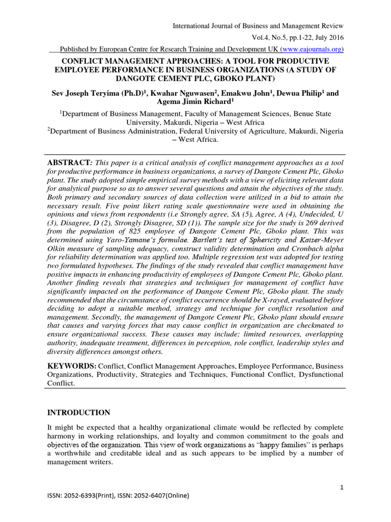 Conflict Management for Employee Performance | PDF | Mediation | Leadership