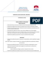 Planificación Anual de Segundo Grado Matemática