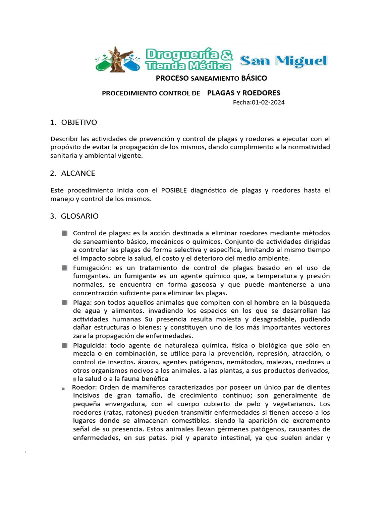 Procedimiento de Control de Plagas y Roedores | PDF | Pesticida | Plaga ...