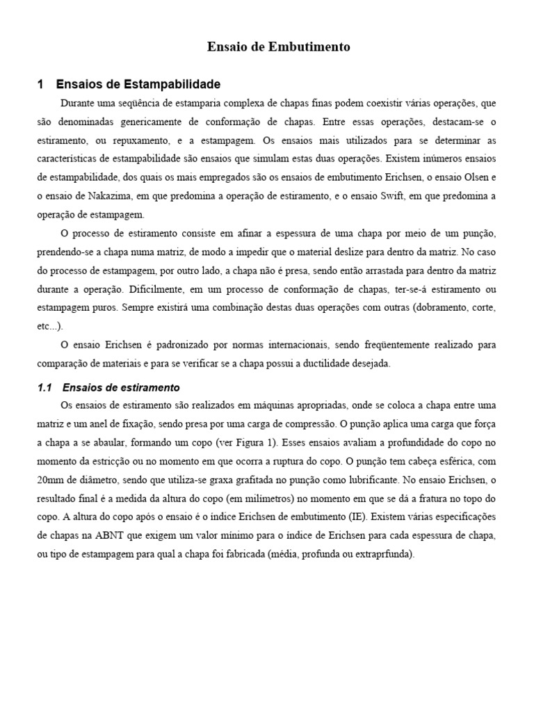 Ensaio Erichsen de Embutimento | PDF