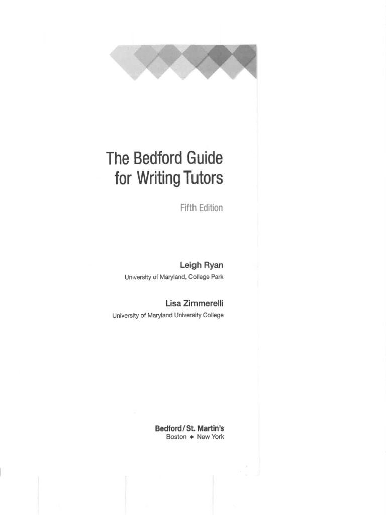 The Bedford Guide For Writing Tutors | PDF