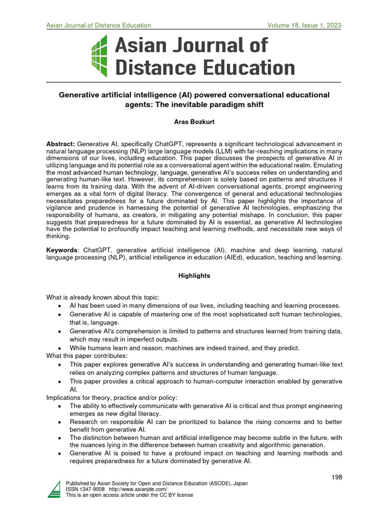 Generative AI in Education: A Paradigm Shift | PDF | Artificial ...