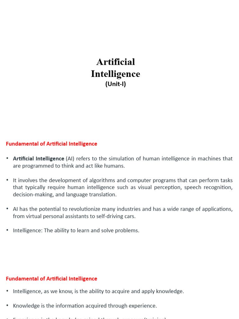Lecture Notes Ppts Pdf Artificial Intelligence Intelligence Ai