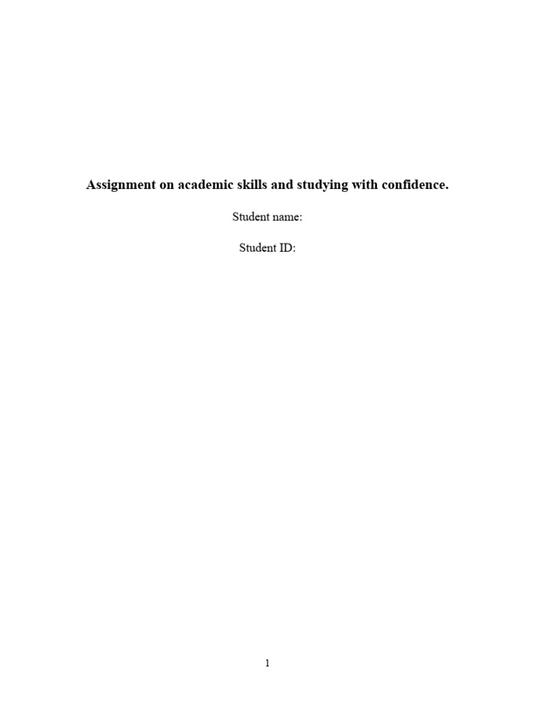 Assignment On Acaddemic Skills and Studying With Confidence | PDF ...