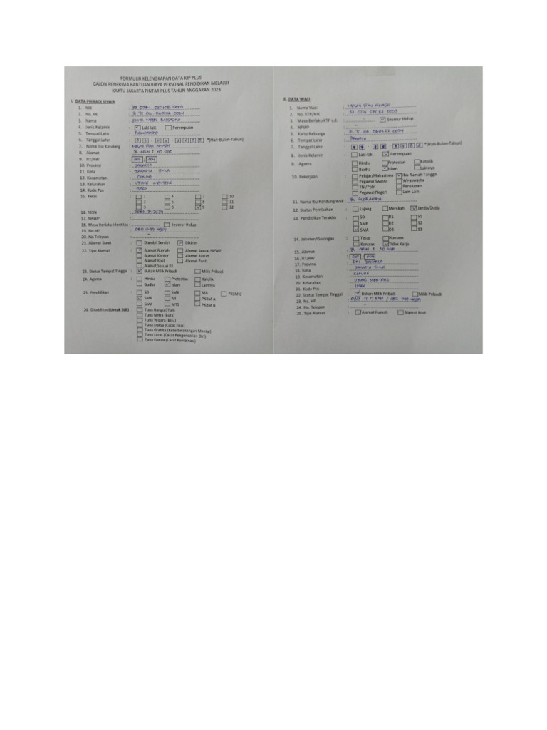 Formulir KJP Plus | PDF