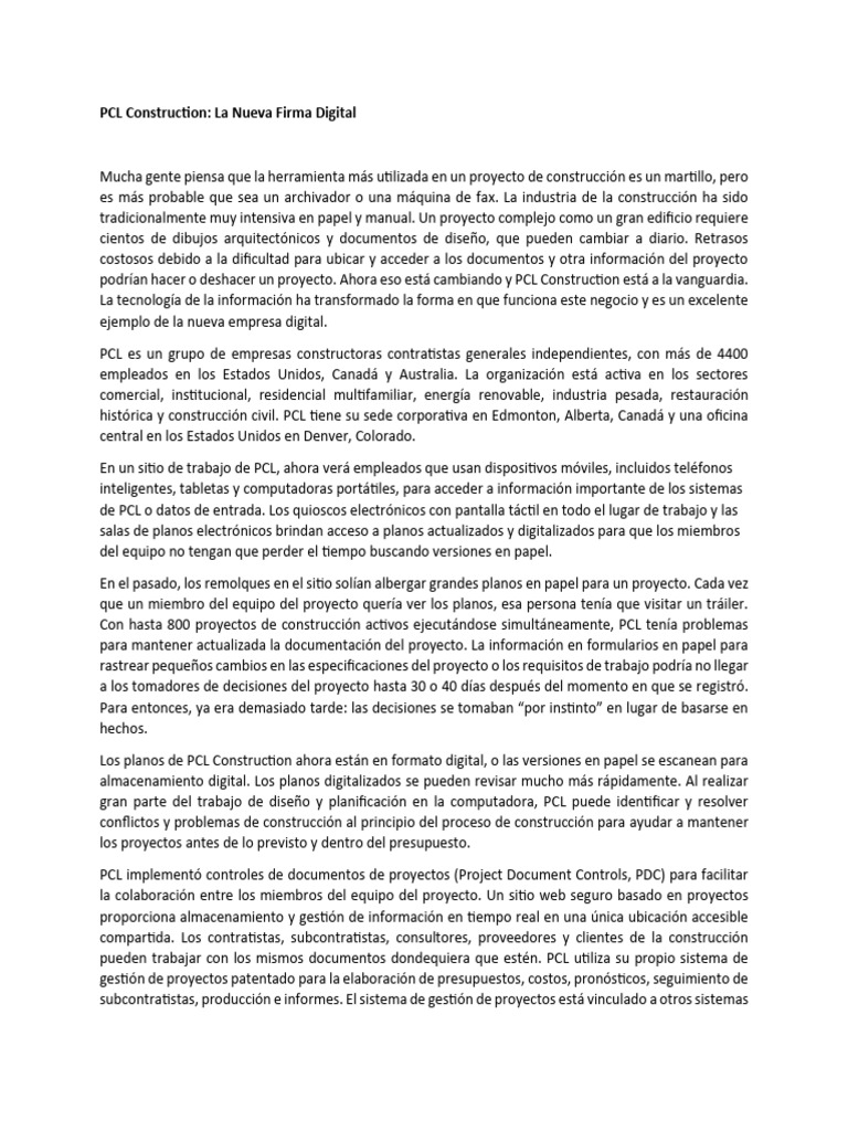 Transformación Digital en PCL Construction | PDF | Computación en la ...