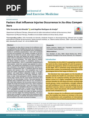 Factors that Influence Injuries Occurrence in Jiu-Jitsu Competitors for reference