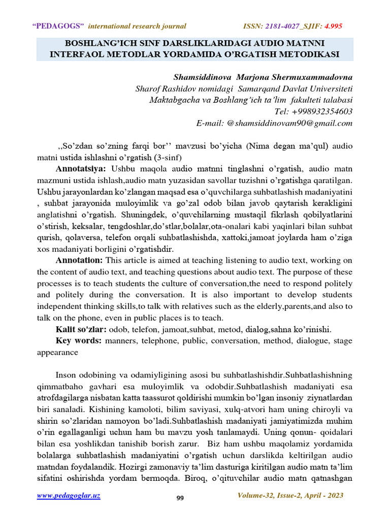 Sharof Rashidov Nomidagi Samarqand Davlat Universiteti Maktabgacha Va ...