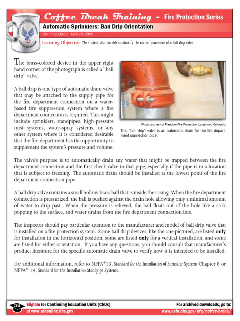 SprinklerConnectionBallDripValves | PDF | Fire Sprinkler System | Valve