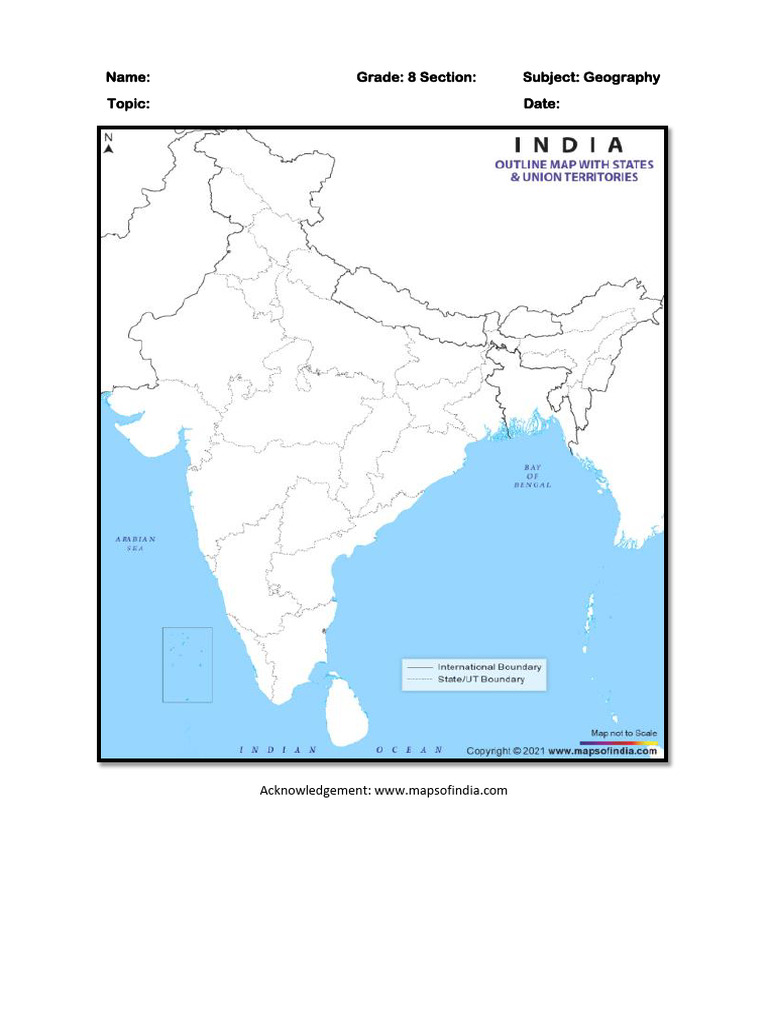 Blank Map of India PDF