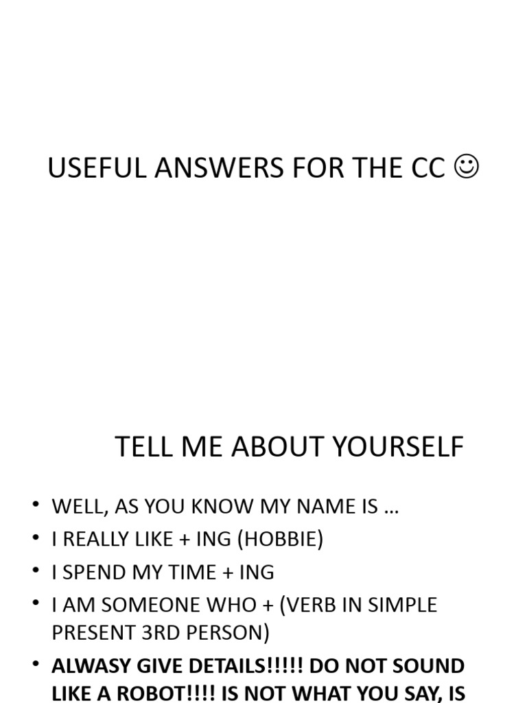 Useful Answers For The CC | PDF | Customer