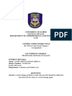 LAW AND SOCIAL CHANGE I Assignment Ajape Abdulsamad Abiola