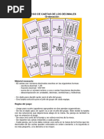 Juego de Cartas de Los Decimales