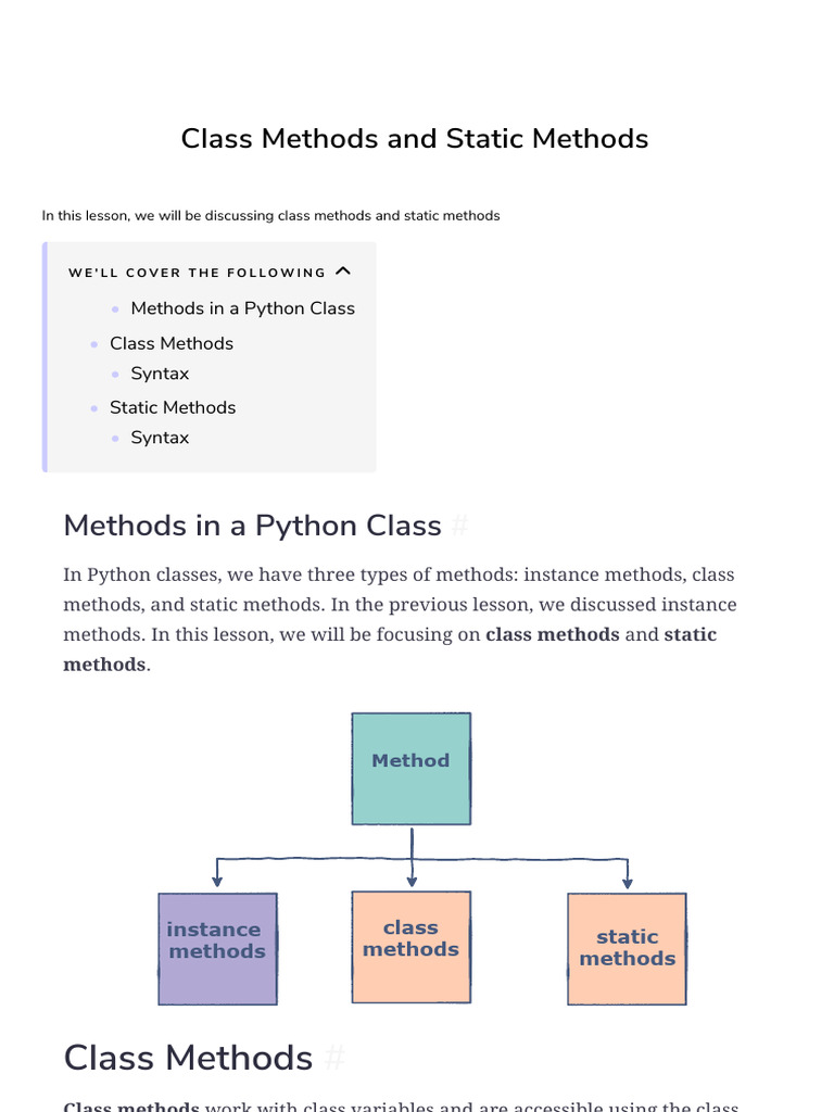 9 Class Methods and Static Methods | PDF | Class (Computer Programming ...