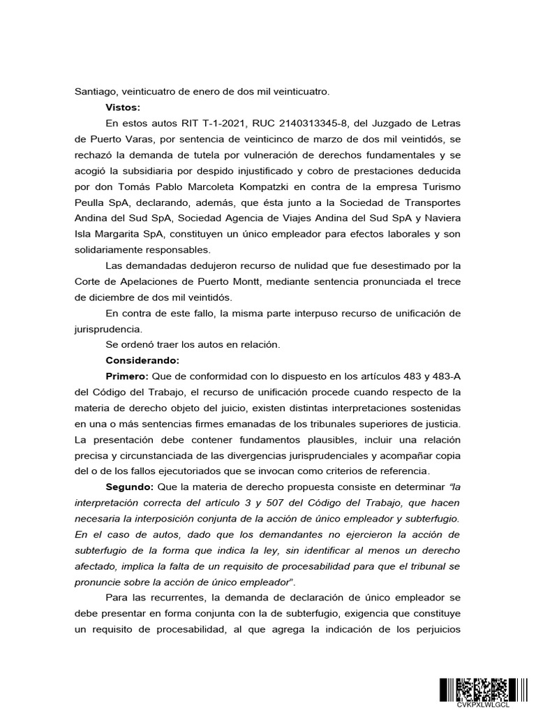 Sentencia CS 279 2023 1706887938 | PDF | Derecho laboral | Sentencia (ley)