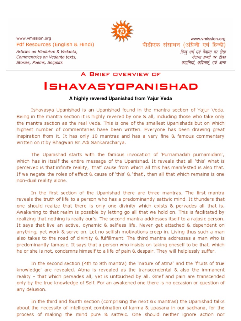 Ishavasya Upanishad Upanishads Ātman (Hinduism)