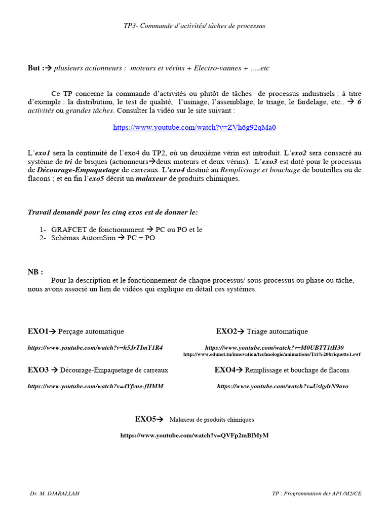 Commande de Processus Industriels en TP3 | PDF | Automate programmable ...