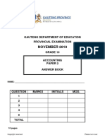 Grade 10 Provincial Exam Accounting P2 (English) November 2019 Answer Book - 050044