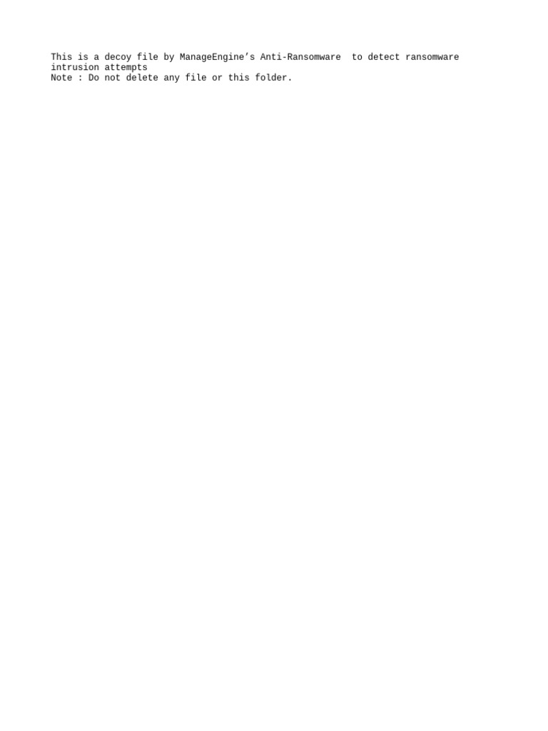 This is a decoy file by manageengine s anti ransomware to detect