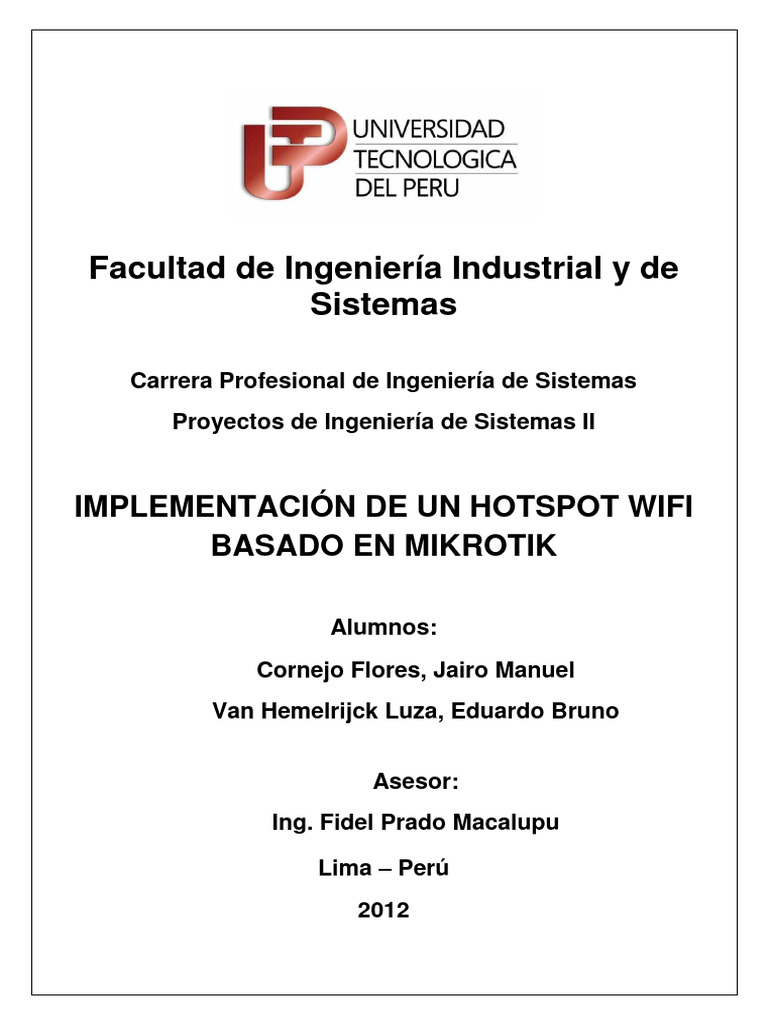 Implementacion Hotspot Mikrotik Pdf Red De Computadoras