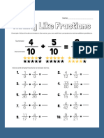 Adding Like Fractions Worksheet