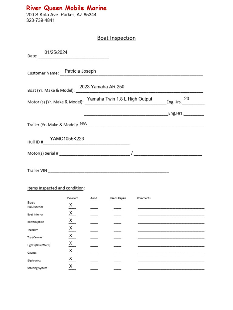 Patricia Joseph AR250 Inspection Report ND | PDF | Land Vehicles ...