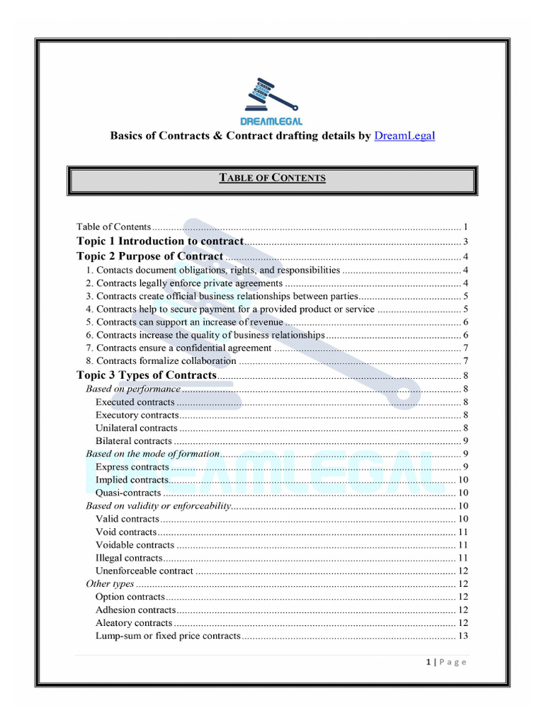 Basics of Contract and Contract Drafting | PDF