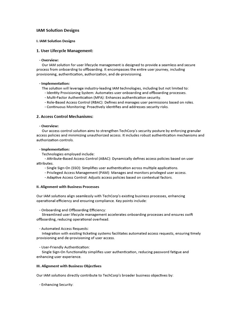 Iam Solution Design Pdf Download