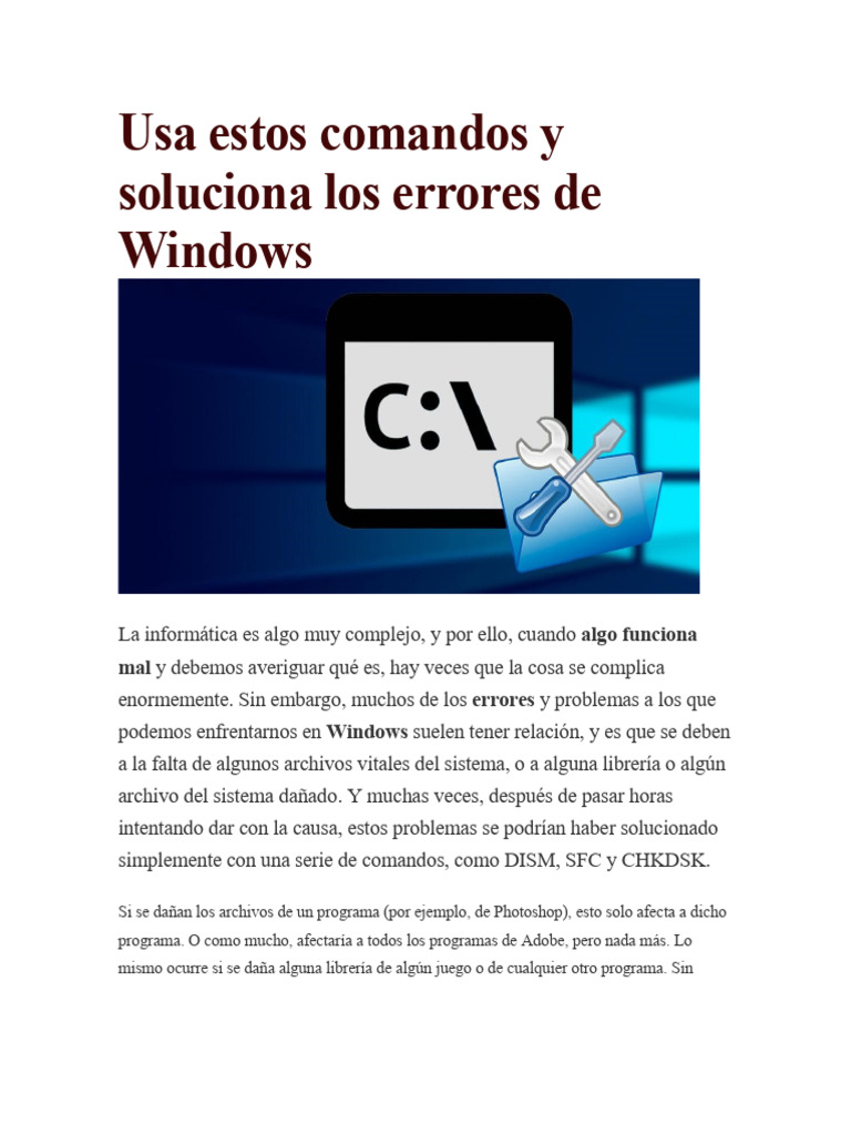 Comandos para reparar Windows CMD | PDF | Microsoft Windows | Windows 10