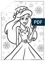 Ariel Holding Mickey Mouse Lollipop On Christmas Coloring Page