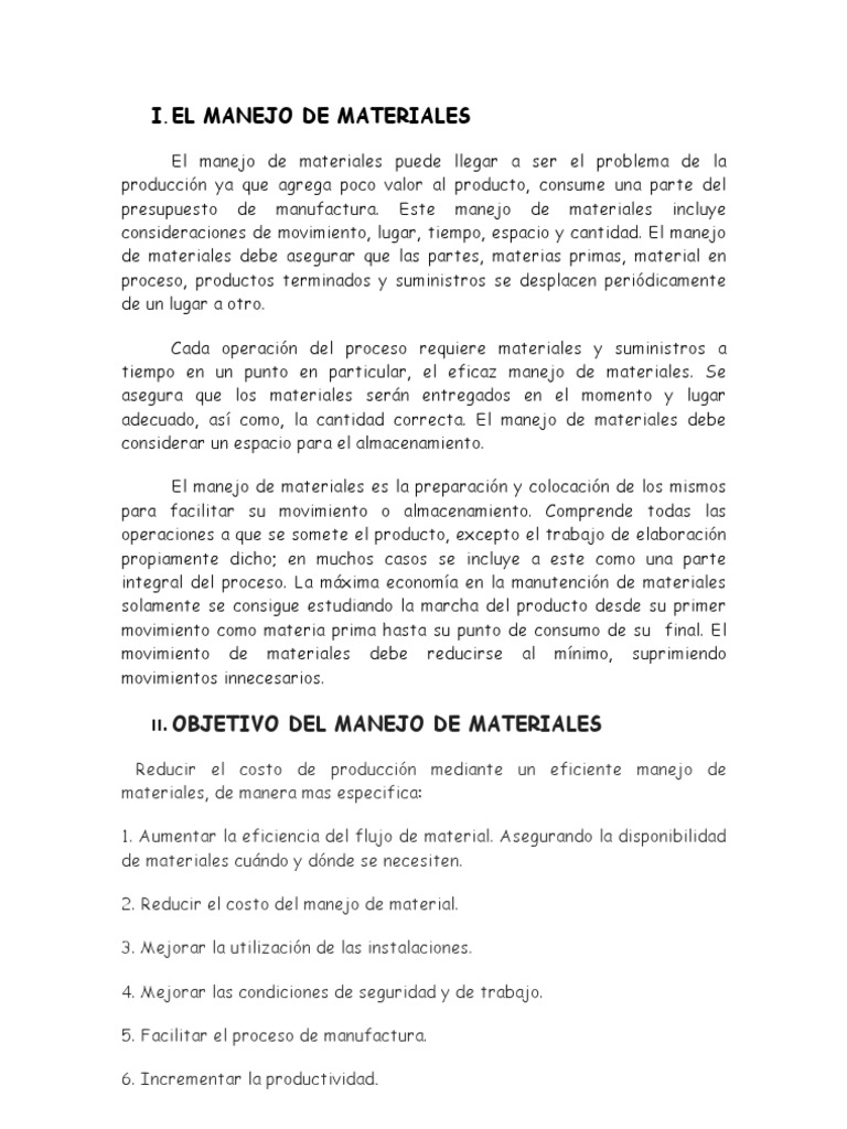 El Manejo de Materiales | PDF