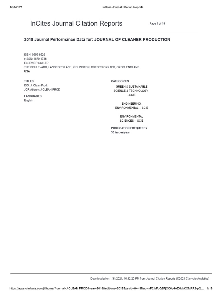 Journal of Cleaner Production | PDF | Physical Sciences | Materials