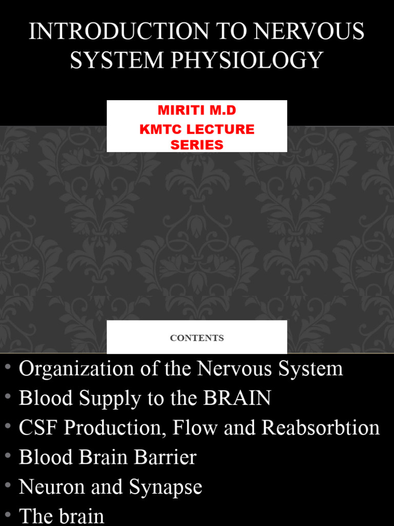 Nervous Physiology Introduction | PDF | Cerebrospinal Fluid | Spinal Cord