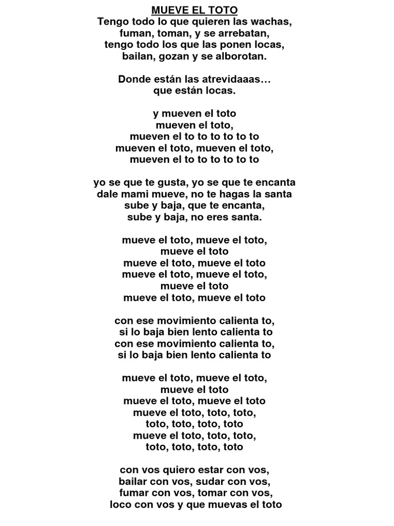 Mueve el Toto: Letra y Ritmo | PDF