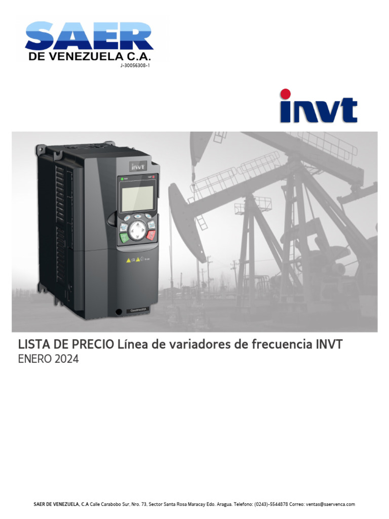 Lista de Precios Variadores INVT 2024 | PDF | Ingeniería de la Energía ...