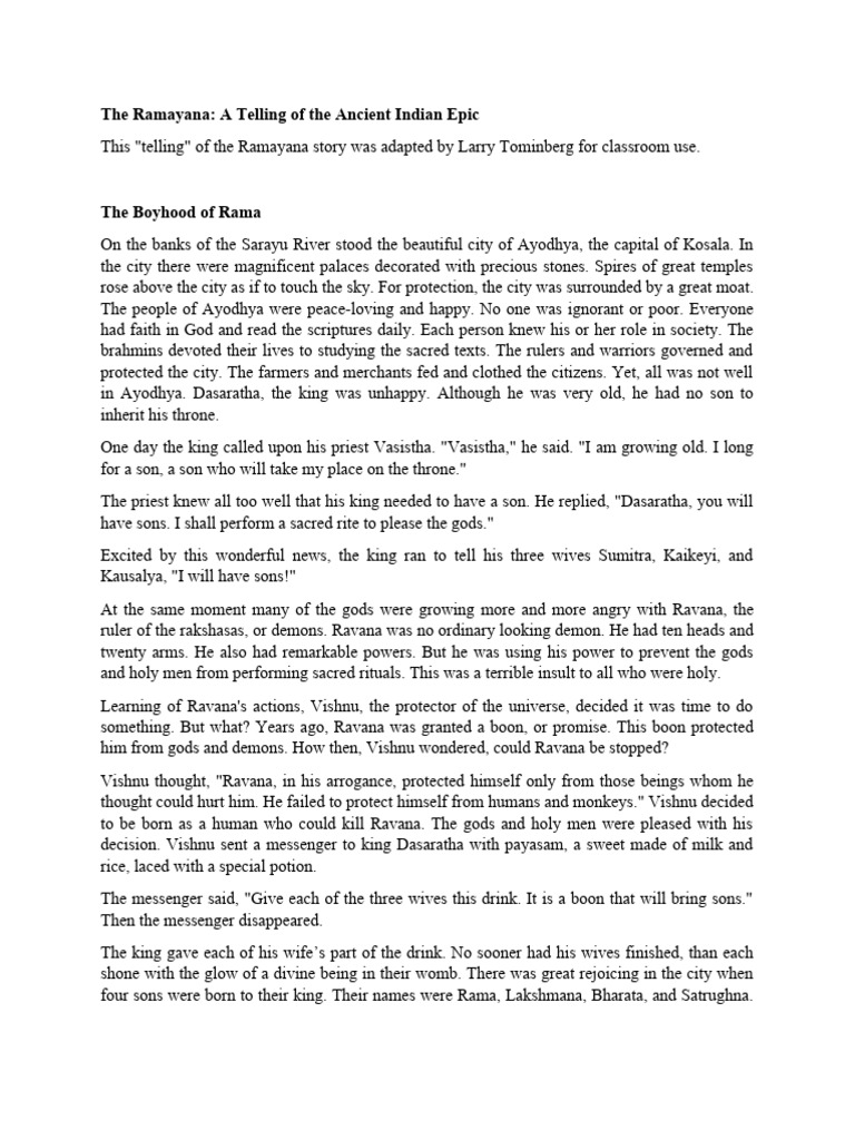 The Ramayana Text Version | PDF | Sita | Rama