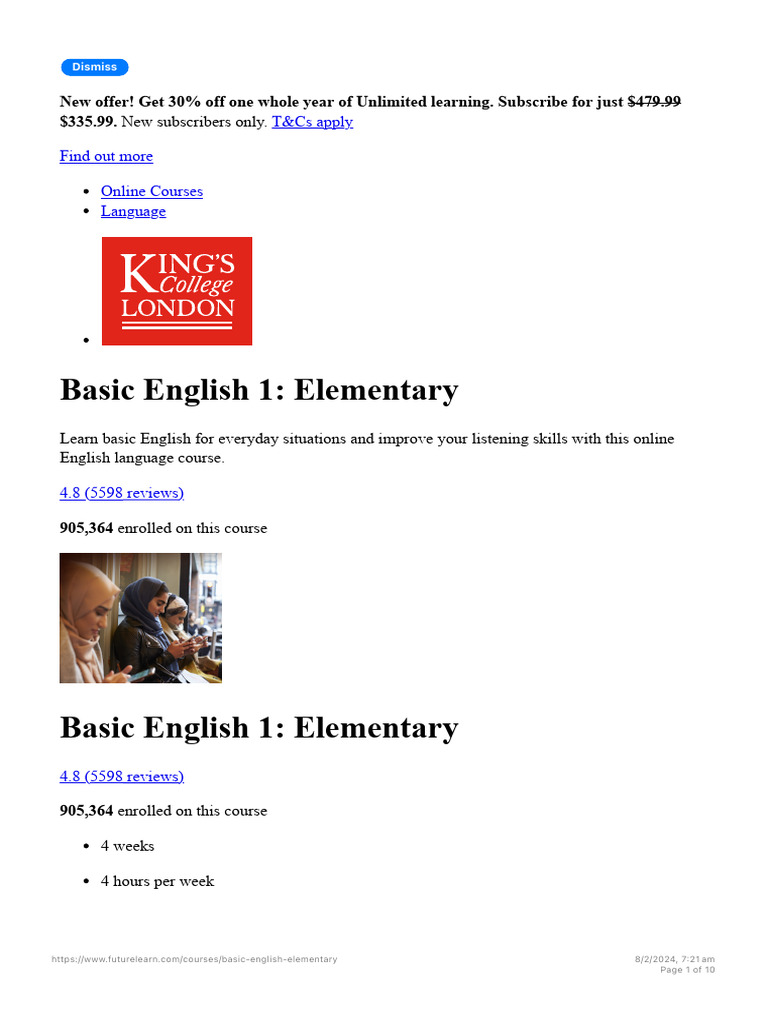 Basic English Course for Beginners | PDF | English Language | English ...