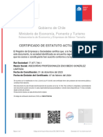 Gobierno de Chile Ministerio de Economía, Fomento y Turismo: Certificado de Estatuto Actualizado