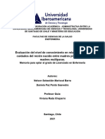 Evaluación Del Nivel de Conocimiento en Relación Con Los Cuidados Del Recién Nacido Entre Madres Primigestas y Madres Multíparas.