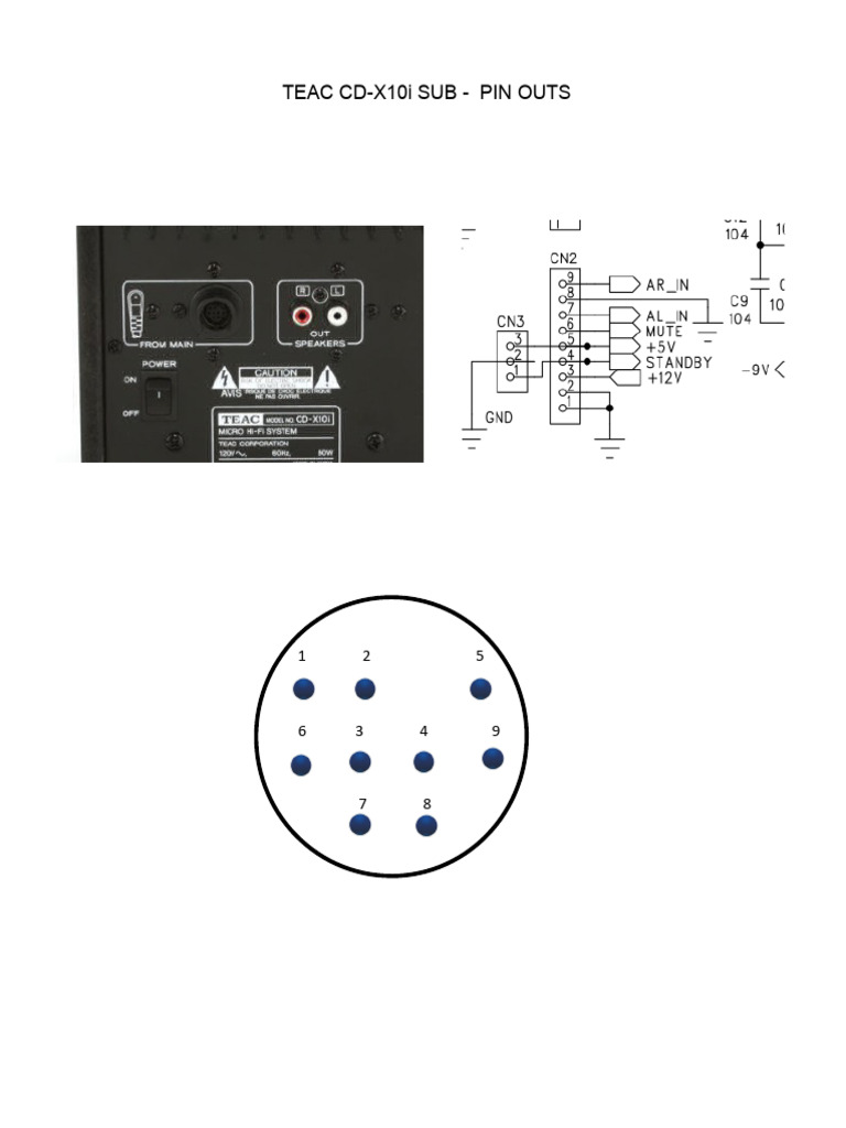 Teac Audio Speakers Cd-X10i Subwoofer 9 Pin Cable Pinouts | PDF