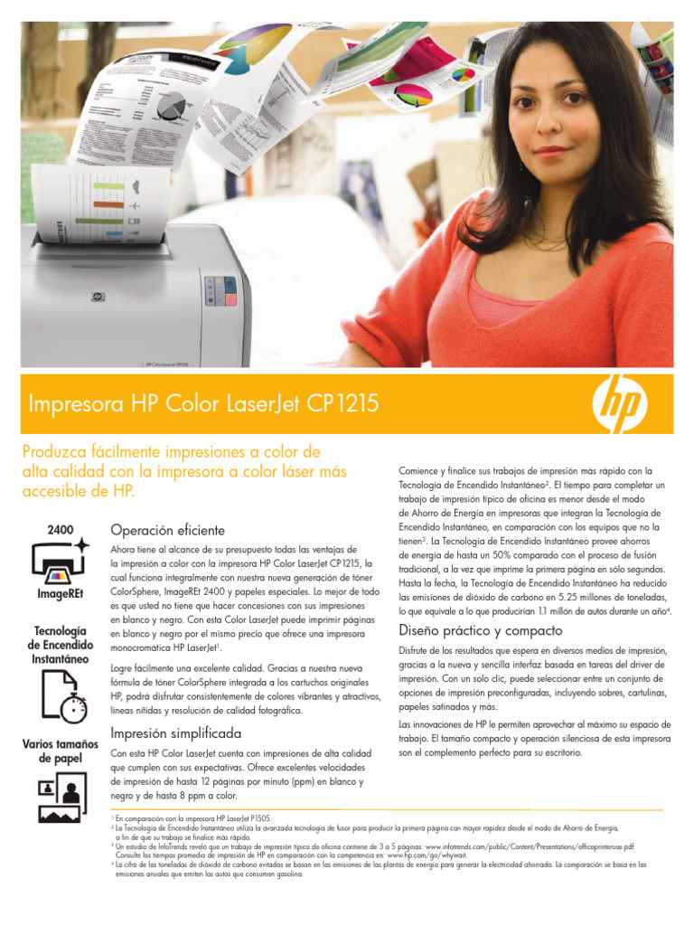 Impresora HP Color LaserJet CP1215 | PDF | Impresora (Computación) | Color