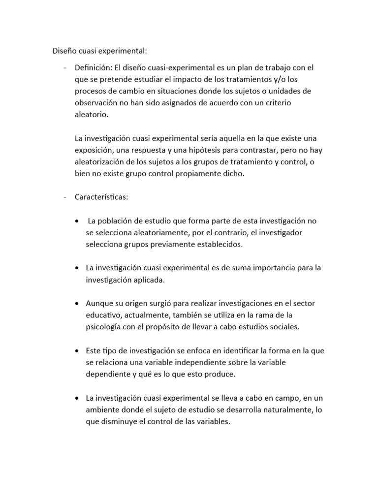 Diseño Cuasi Experimental | PDF | Experimentar | Metodología