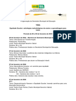 Programação Geral Do Seminário Municipal de Educação - 6 Fevereiro 2024